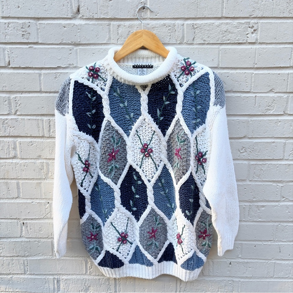 Vintage 90s American Weekend floral knit sweater